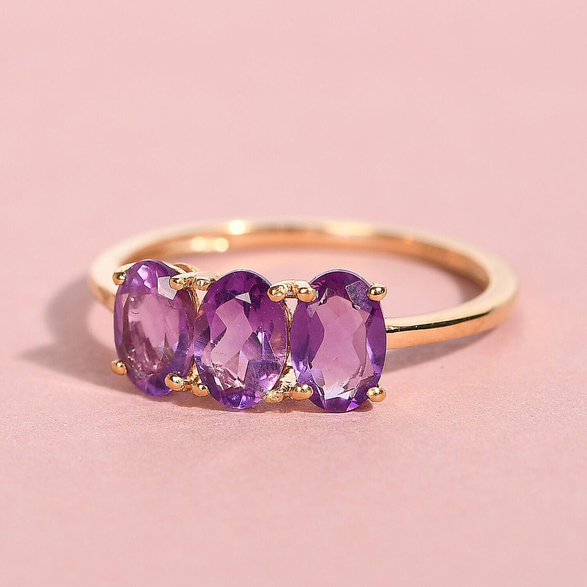 African Amethyst Trilogy Ring in 18K Vermeil Yellow Gold Over Sterling Silver 7442582 2