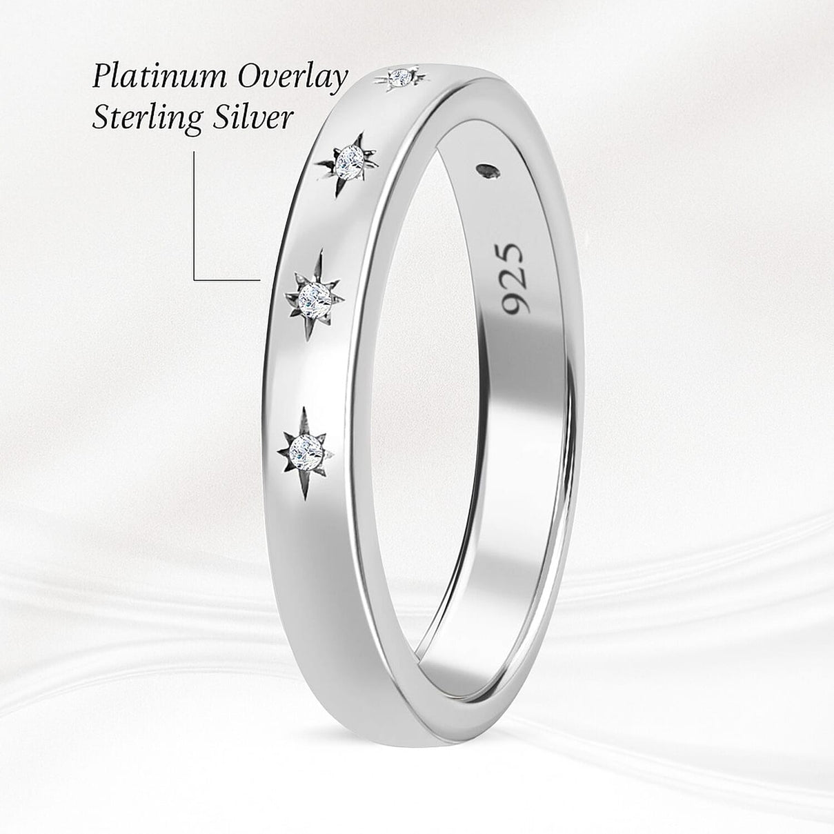 Diamond Flush Set Wedding Band Ring in Sterling Silver with Platinum Plating 7464930 2