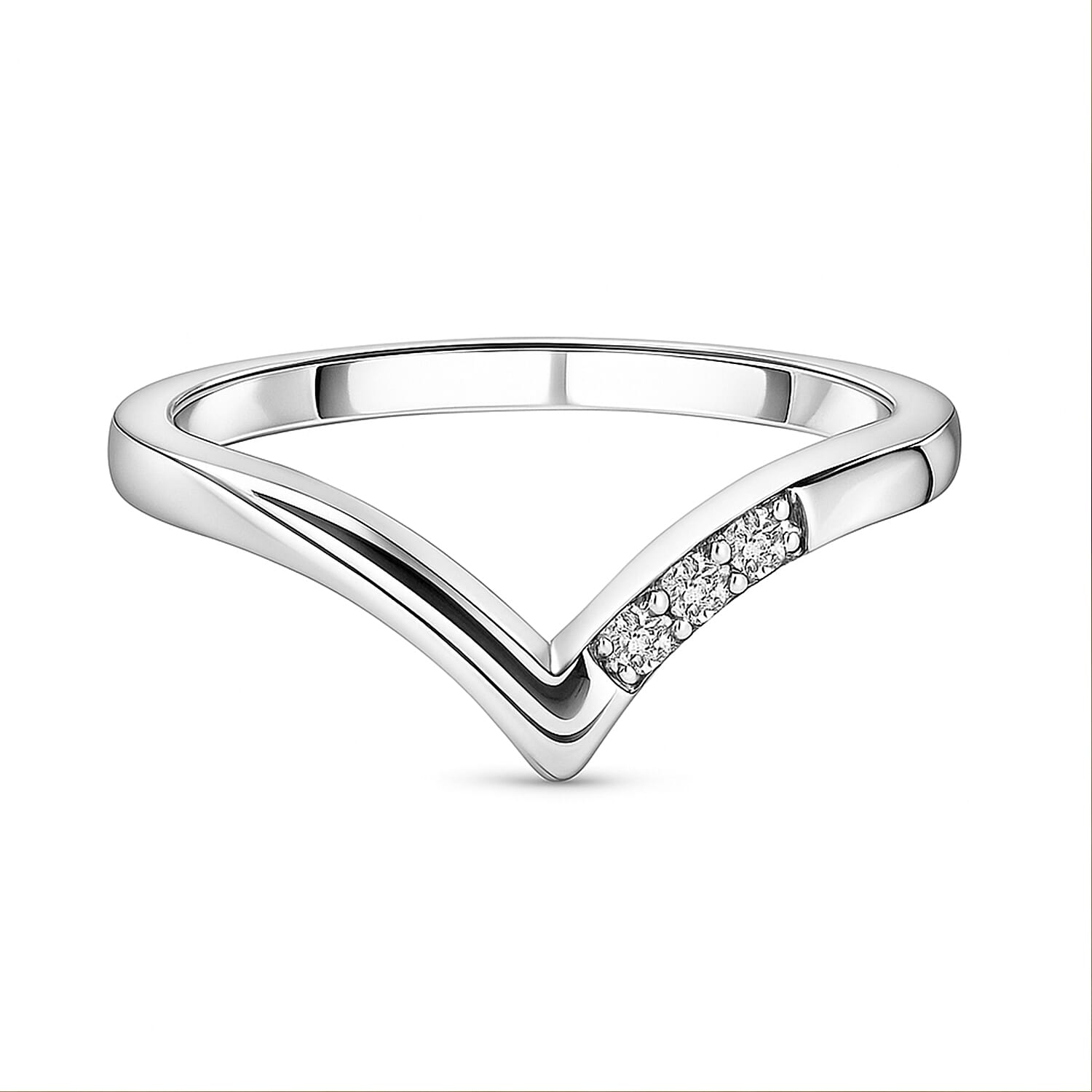 Diamond Wishbone Ring in Platinum Overlay Sterling Silver 7480615 0