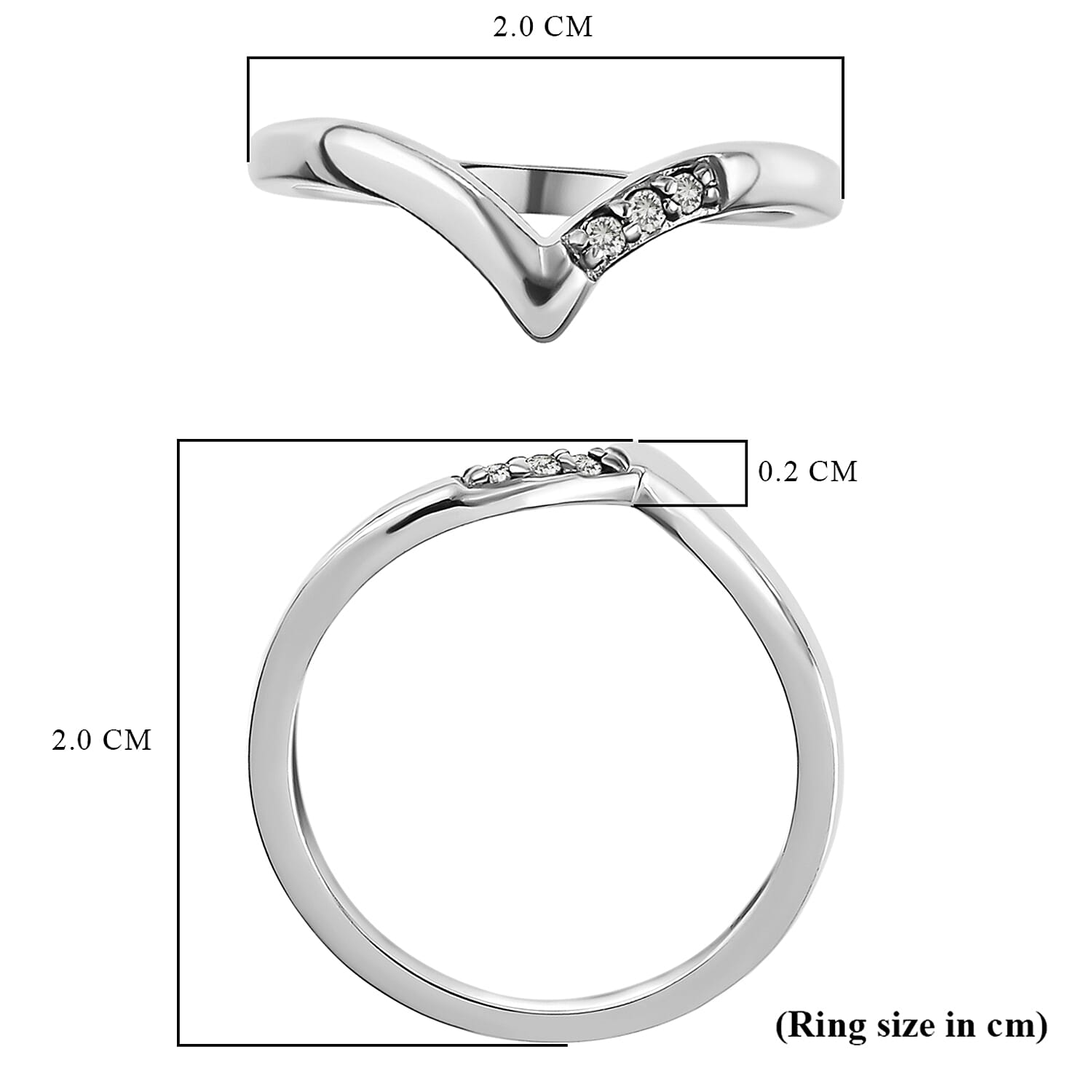 Diamond Wishbone Ring in Platinum Overlay Sterling Silver 7480615 9