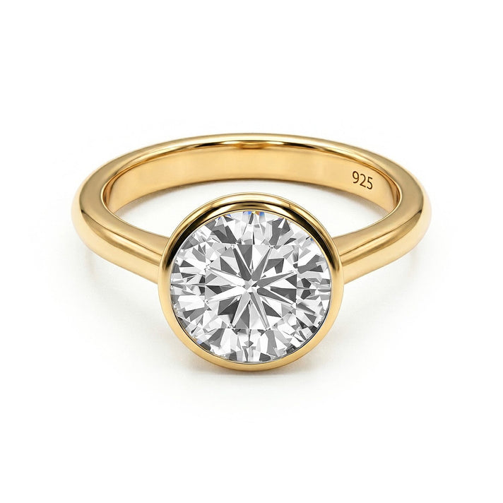 Moissanite Solitaire Ring in Sterling Silver with 18K Vermeil Yellow Gold 7486147 1