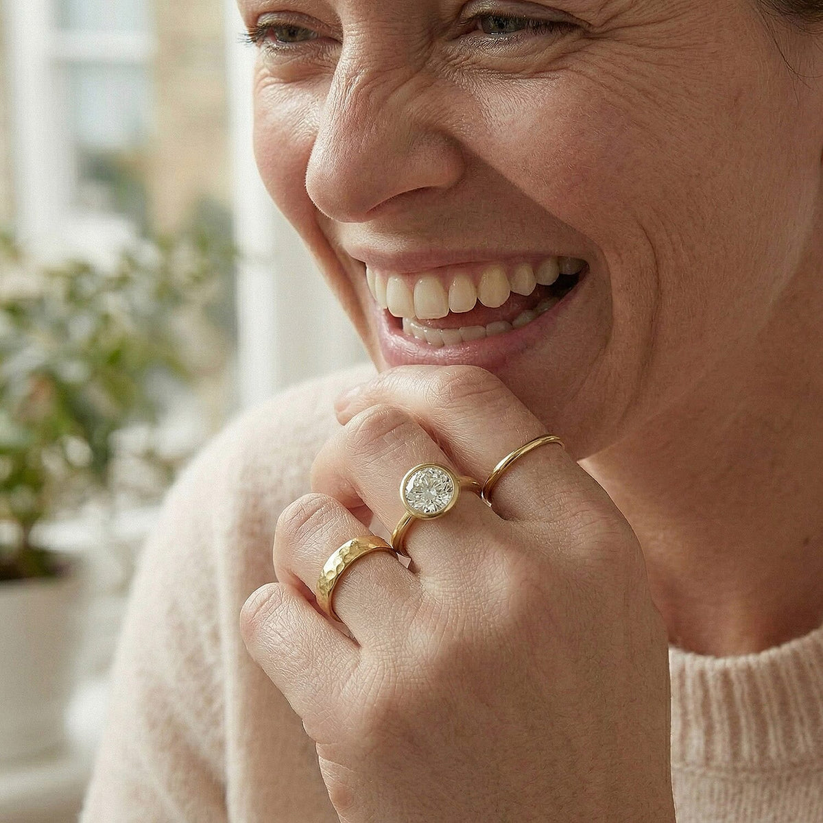 Moissanite Solitaire Ring in Sterling Silver with 18K Vermeil Yellow Gold 7486147 3