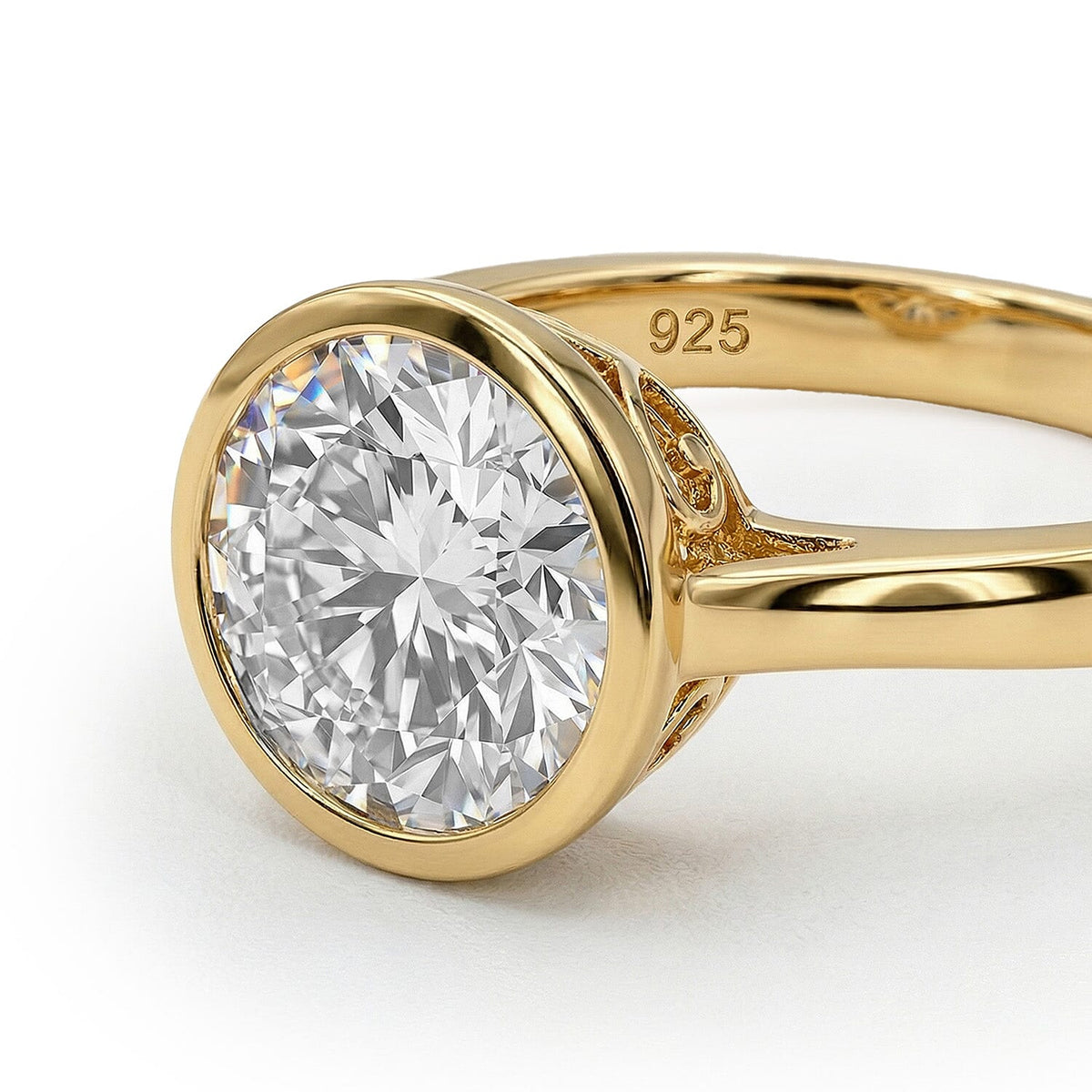 Moissanite Solitaire Ring in Sterling Silver with 18K Vermeil Yellow Gold 7486147 4