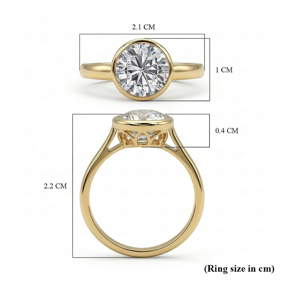 Moissanite Solitaire Ring in Sterling Silver with 18K Vermeil Yellow Gold 7486147 8