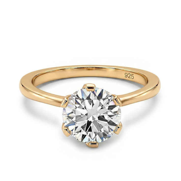 Moissanite Solitaire Ring in Sterling Silver with 18K Vermeil Yellow Gold 7486312 1