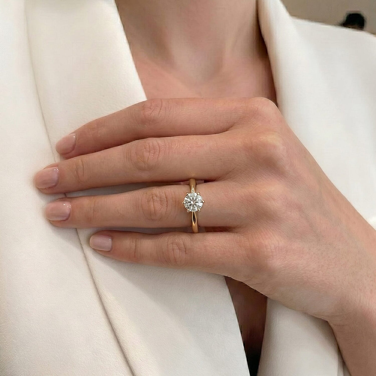 Moissanite Solitaire Ring in Sterling Silver with 18K Vermeil Yellow Gold 7486312 5