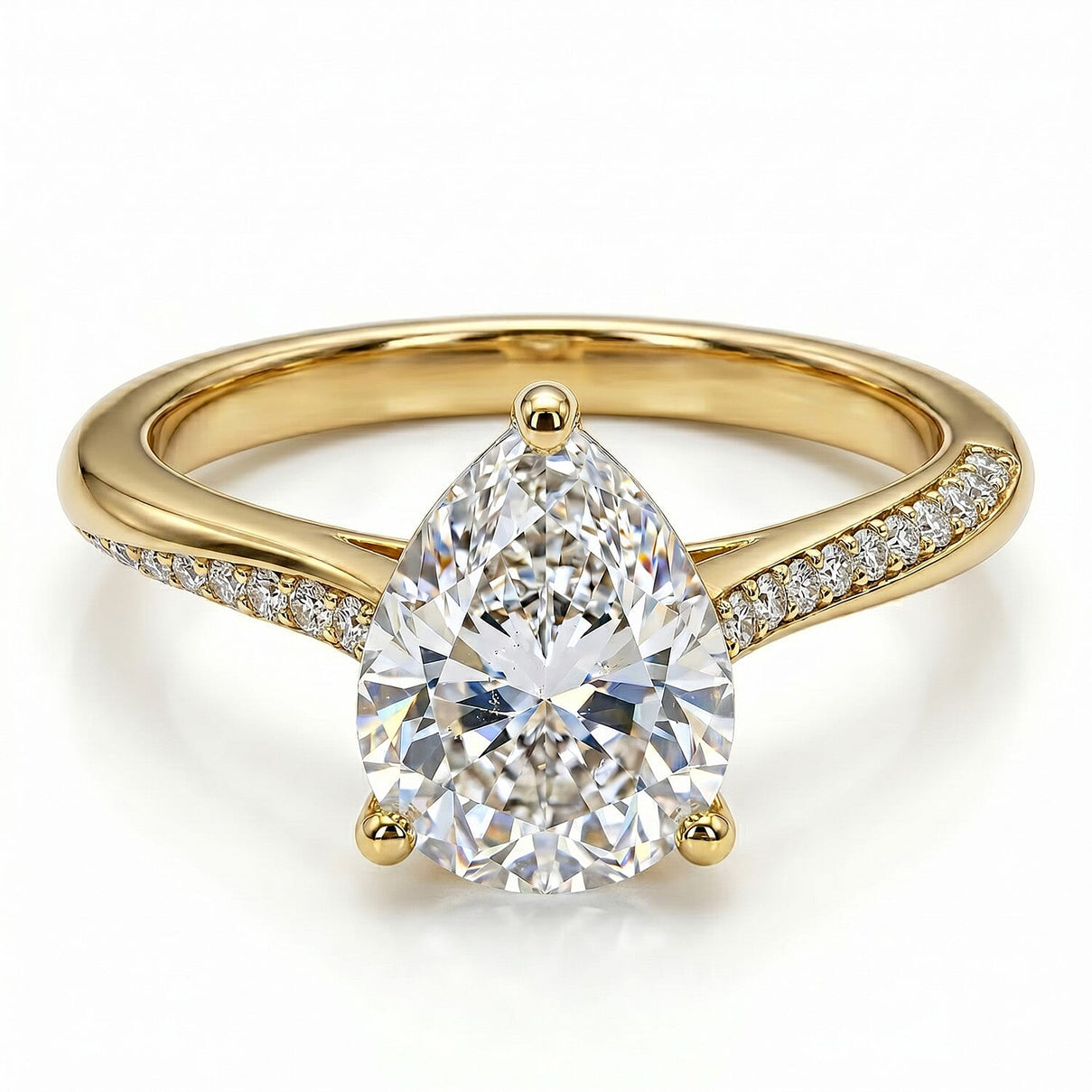 Royal Bali Collection - D'Joy Moissanite Pear Ring in 18K Vermeil Yellow Gold Plated Sterling Silver 1.90 Ct. 7487635 0