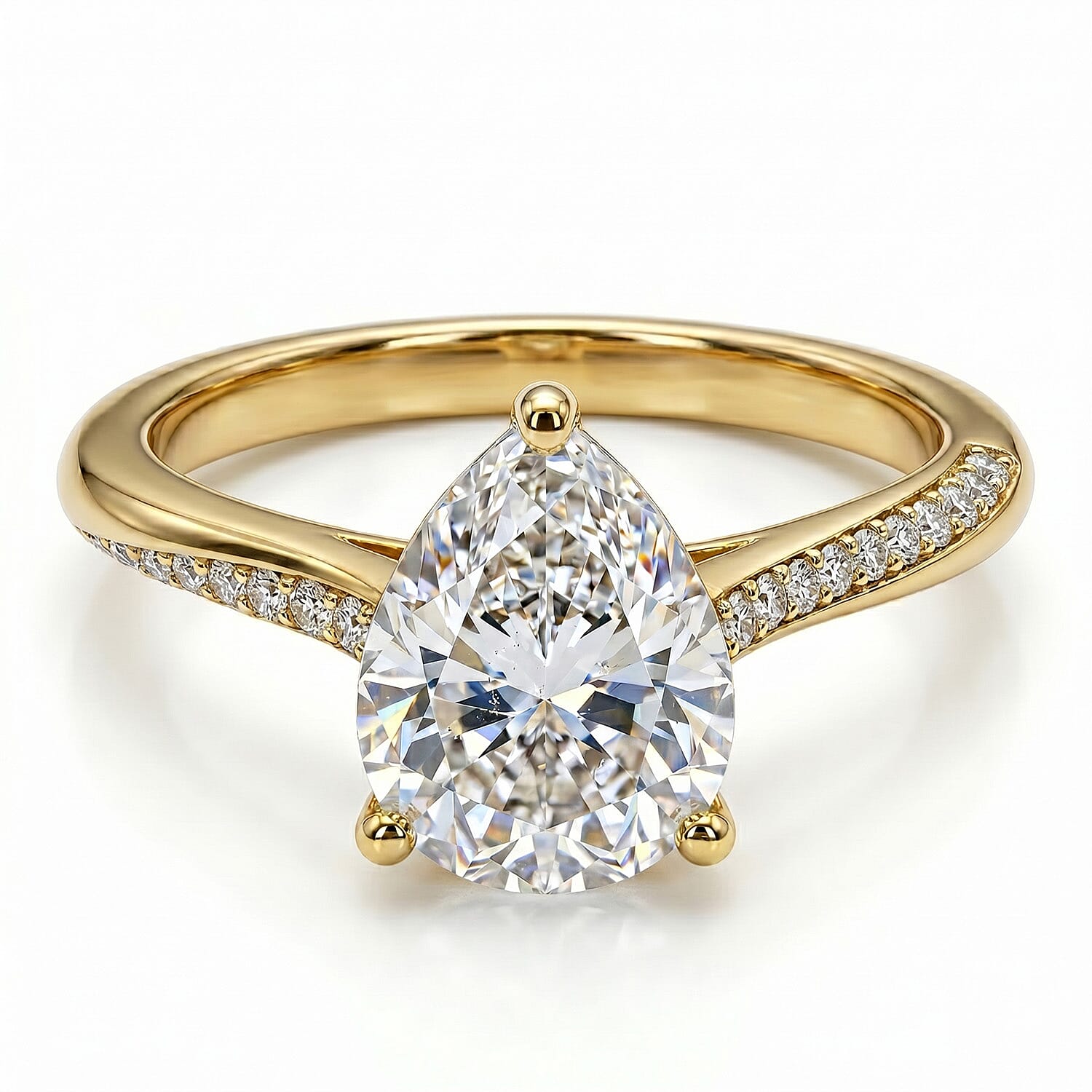 Royal Bali Collection - D'Joy Moissanite Pear Ring in 18K Vermeil Yellow Gold Plated Sterling Silver 1.90 Ct. 7487635 0