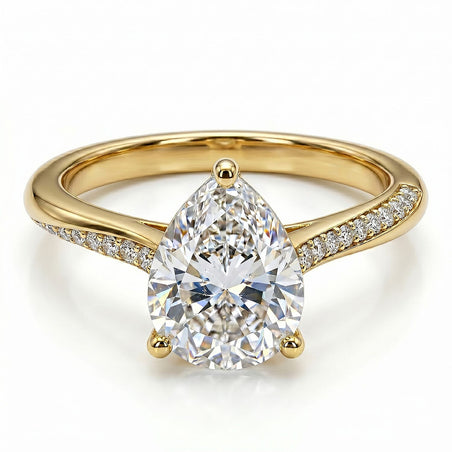 Royal Bali Collection - D'Joy Moissanite Pear Ring in 18K Vermeil Yellow Gold Plated Sterling Silver 1.90 Ct. 7487635 1