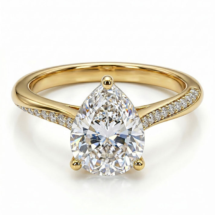 Royal Bali Collection - D'Joy Moissanite Pear Ring in 18K Vermeil Yellow Gold Plated Sterling Silver 1.90 Ct. 7487635 1