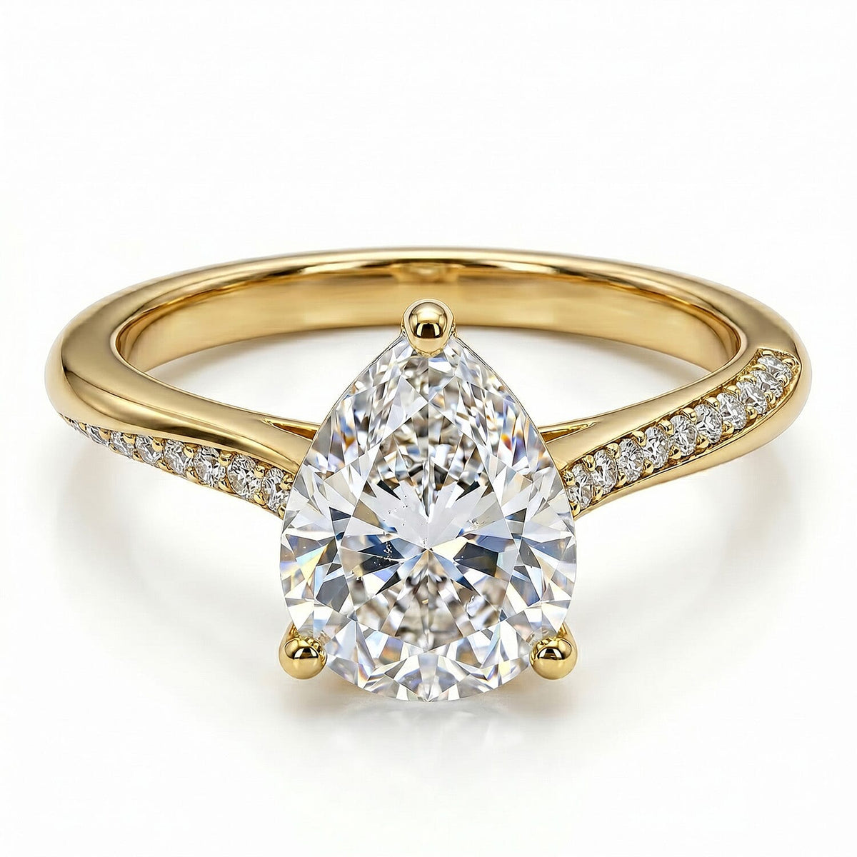 Royal Bali Collection - D'Joy Moissanite Pear Ring in 18K Vermeil Yellow Gold Plated Sterling Silver 1.90 Ct. 7487636 0