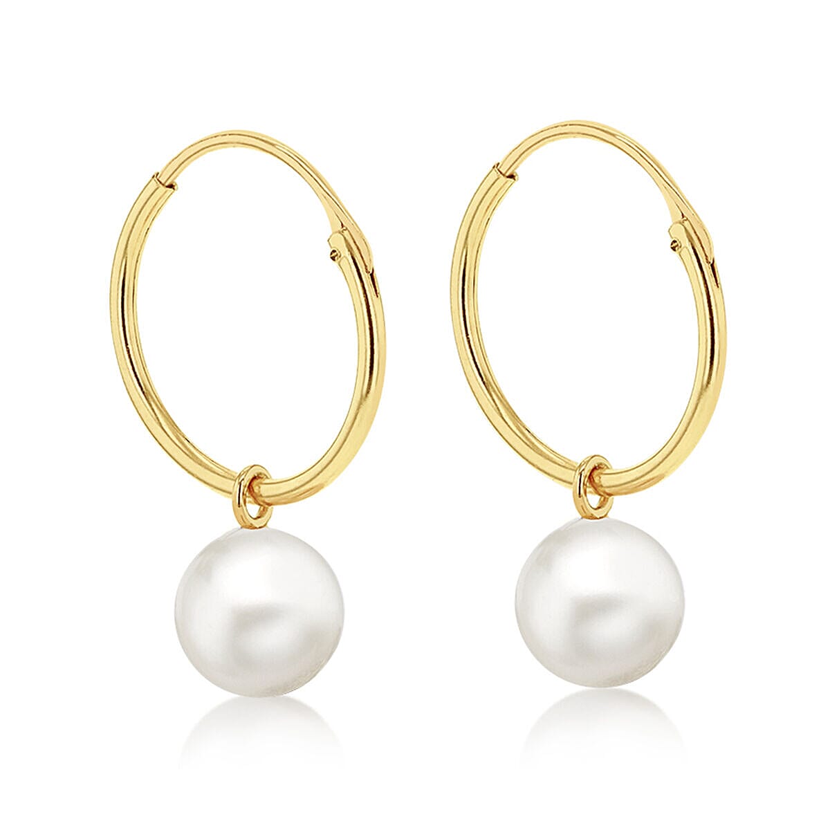 9K Yellow Gold Hoop Earring with Pearl Bead 7488827 0