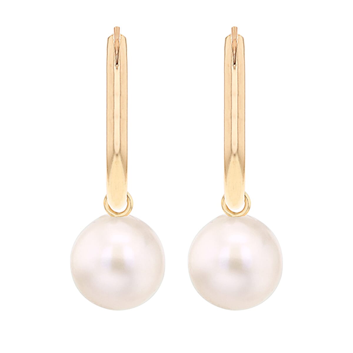 9K Yellow Gold Hoop Earring with Pearl Bead 7488827 5