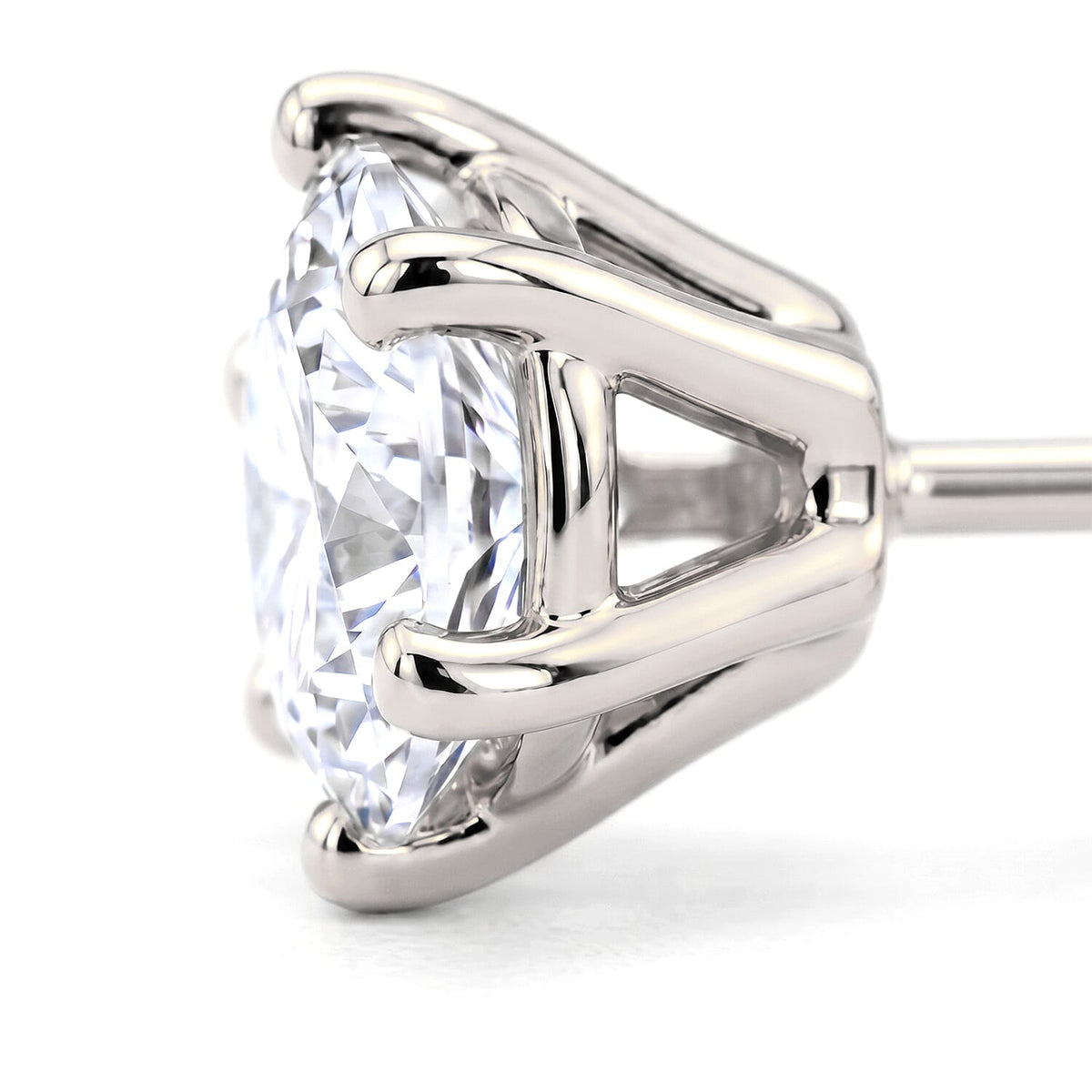 Moissanite Solitaire Stud Push Post Earring in Platinum Overlay Sterling Silver 1.886 Ct 7515603 3