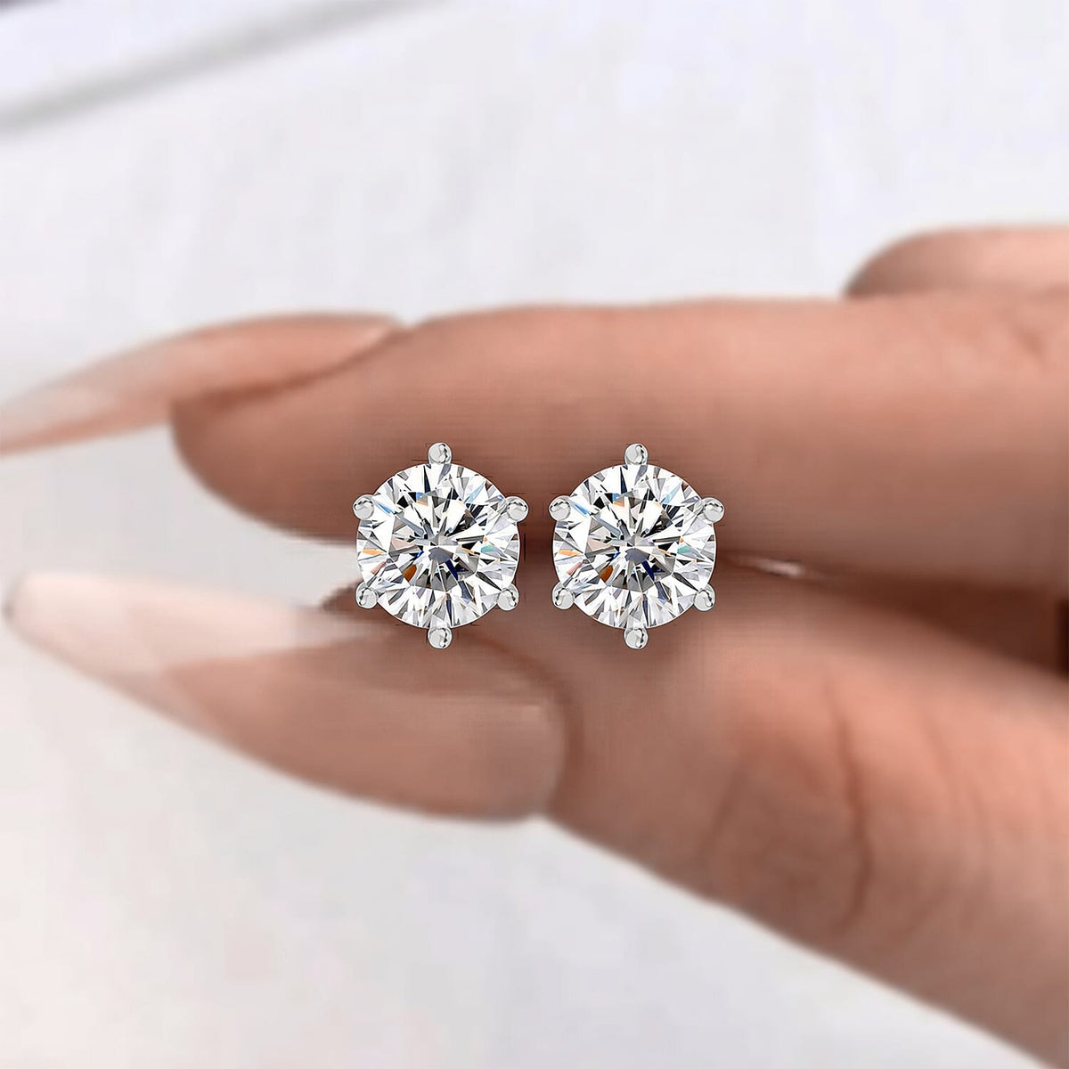 Moissanite Solitaire Stud Push Post Earring in Platinum Overlay Sterling Silver 1.886 Ct 7515603 6