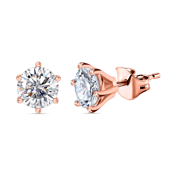 Moissanite Solitaire Stud Push Post Earring in Platinum Overlay Sterling Silver 1.886 Ct 7515604 1