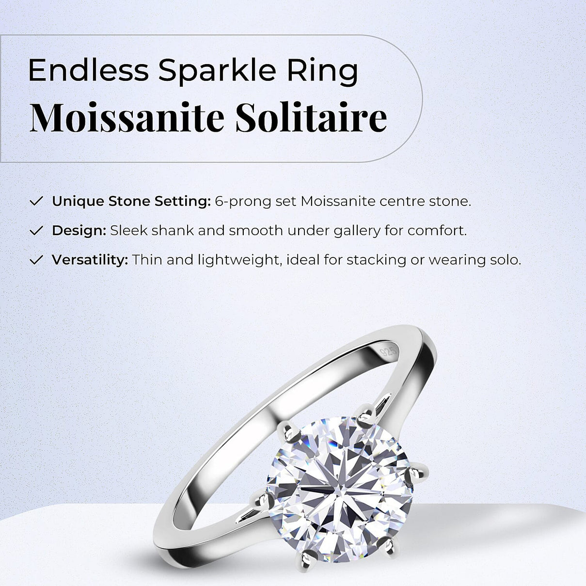 D'Joy 2 Ct. Moissanite Round-Cut Solitaire Ring in Platinum Overlay Sterling Silver 7515607 5