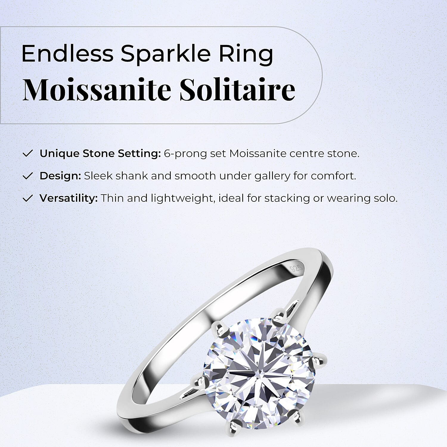 D'Joy 2 Ct. Moissanite Round-Cut Solitaire Ring in Platinum Overlay Sterling Silver 7515607 5