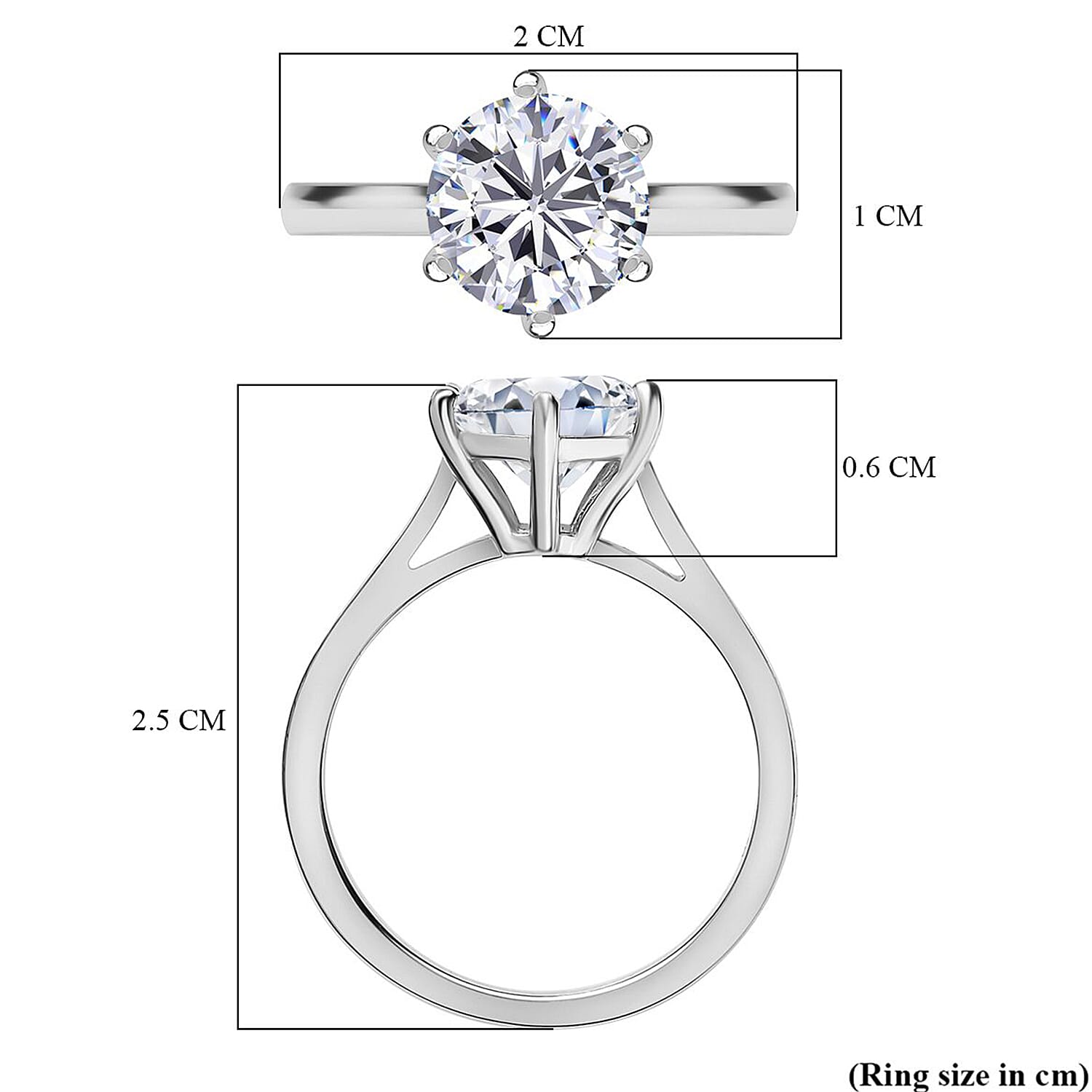 D'Joy 2 Ct. Moissanite Round-Cut Solitaire Ring in Platinum Overlay Sterling Silver 7515607 7