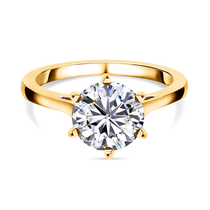 D'Joy 2 Ct. Moissanite Round-Cut Solitaire Ring in 18K Vermeil Yellow Gold Plated Sterling Silver 7515634 1
