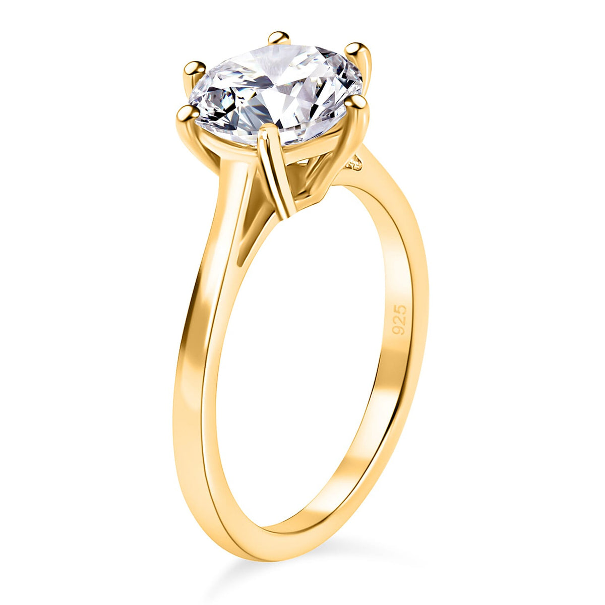 D'Joy 2 Ct. Moissanite Round-Cut Solitaire Ring in 18K Vermeil Yellow Gold Plated Sterling Silver 7515634 6