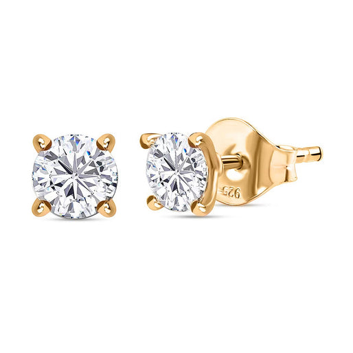 Moissanite Solitaire Stud Earrings in Rose Gold Plated Sterling Silver