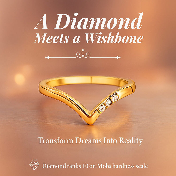 Diamond Wishbone Ring in 18K Yellow Gold Vermeil Plated Sterling Silver 7539667 2