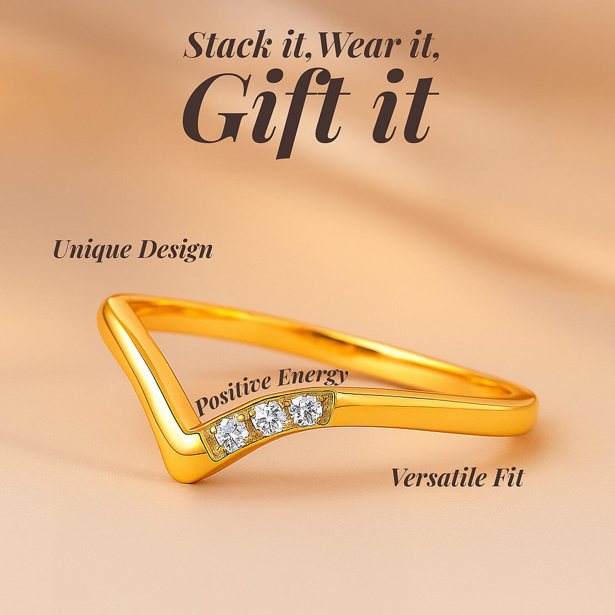 Diamond Wishbone Ring in 18K Yellow Gold Vermeil Plated Sterling Silver 7539667 4