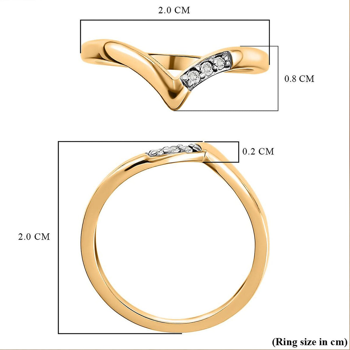 Diamond Wishbone Ring in 18K Yellow Gold Vermeil Plated Sterling Silver 7539667 9