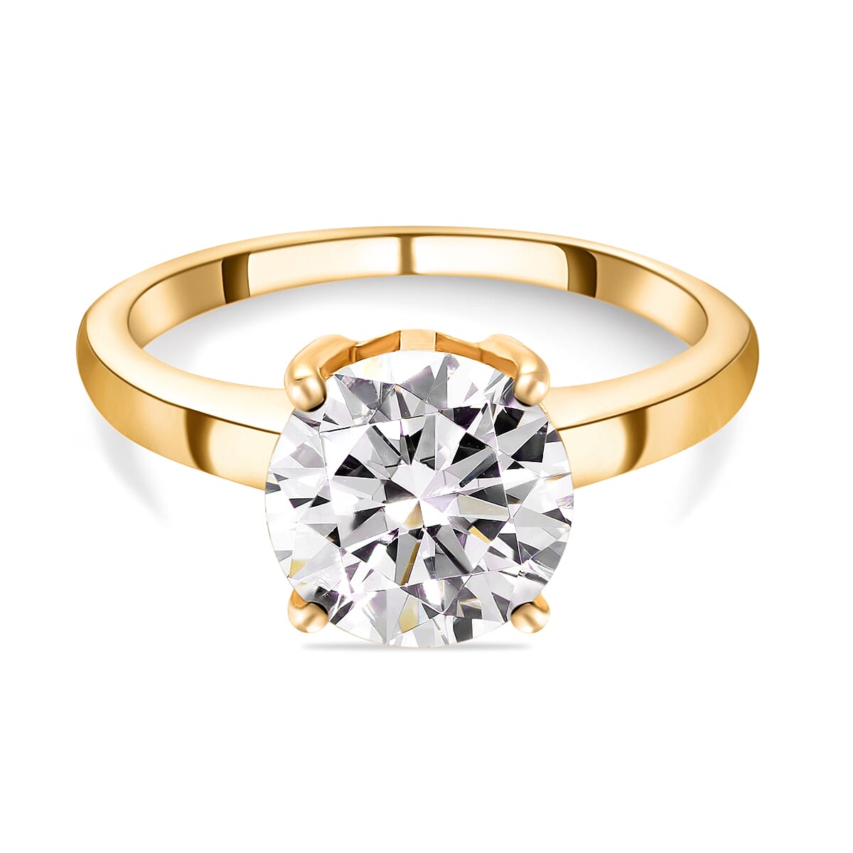 Moissanite Round Solitaire Engagenent Ring in 18K Vermeil Yellow Gold Plated Sterling Silver 2.0 Ct. 7542088 0