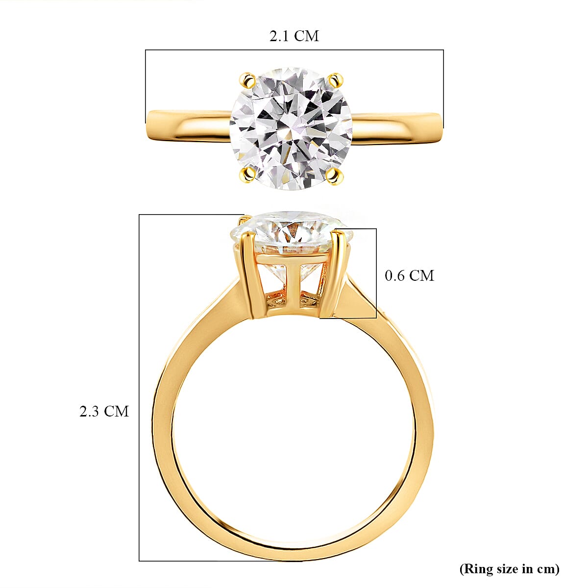 Moissanite Round Solitaire Engagenent Ring in 18K Vermeil Yellow Gold Plated Sterling Silver 2.0 Ct. 7542088 5