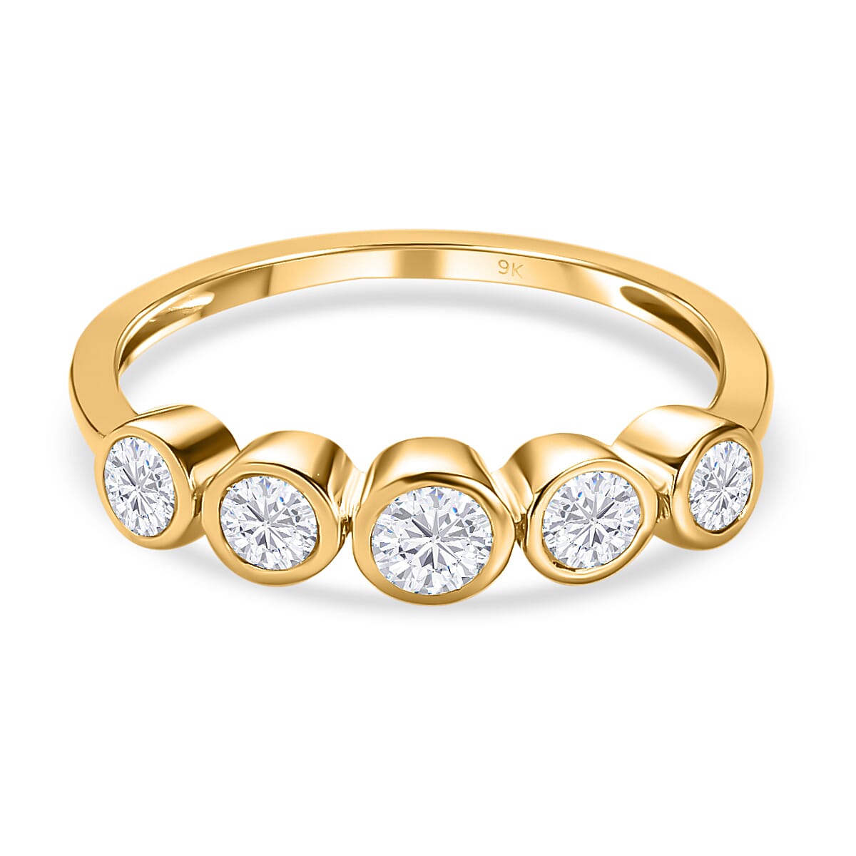 Diamond 5-Stone Band Ring in 9K Yellow Gold, SGL Certified V32575169 0