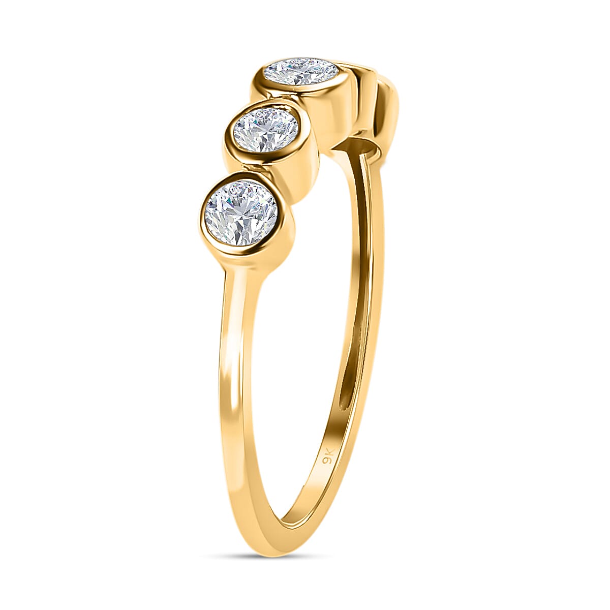 Diamond 5-Stone Band Ring in 9K Yellow Gold, SGL Certified V32575169 4