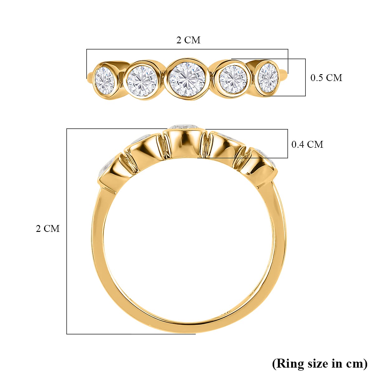 Diamond 5-Stone Band Ring in 9K Yellow Gold, SGL Certified V32575169 6
