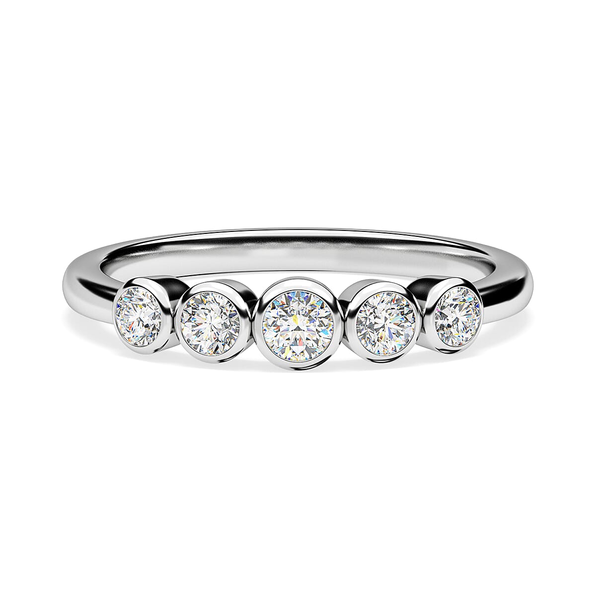 Diamond 5-Stone Band Ring in 9K White Gold SGL Certified V32531382 0
