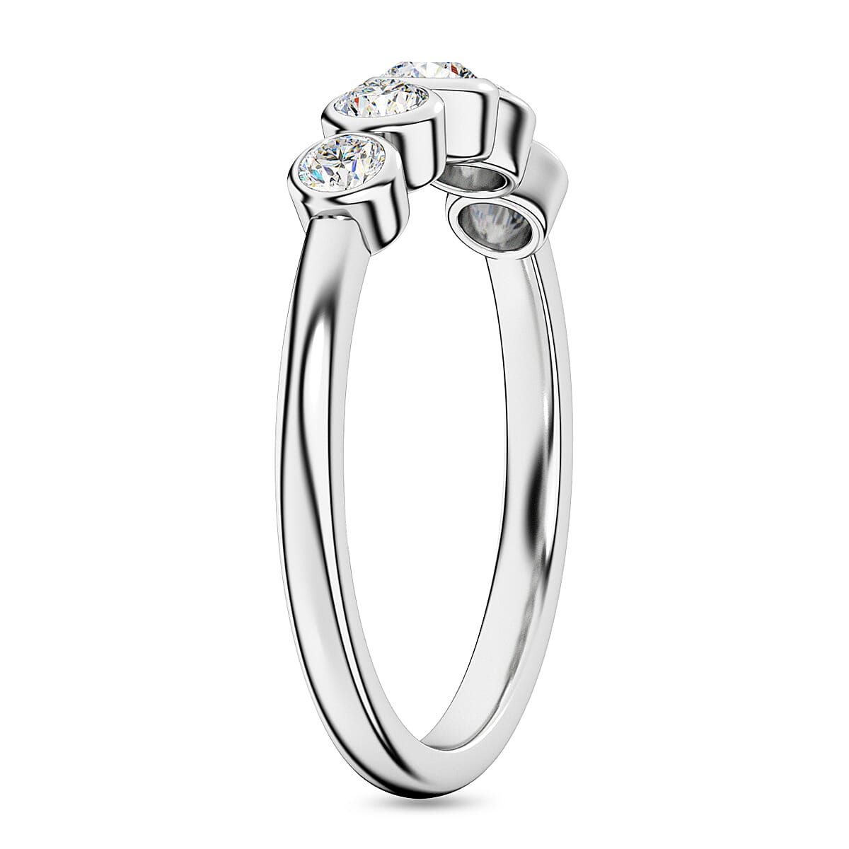 Diamond 5-Stone Band Ring in 9K White Gold SGL Certified V32531382 3