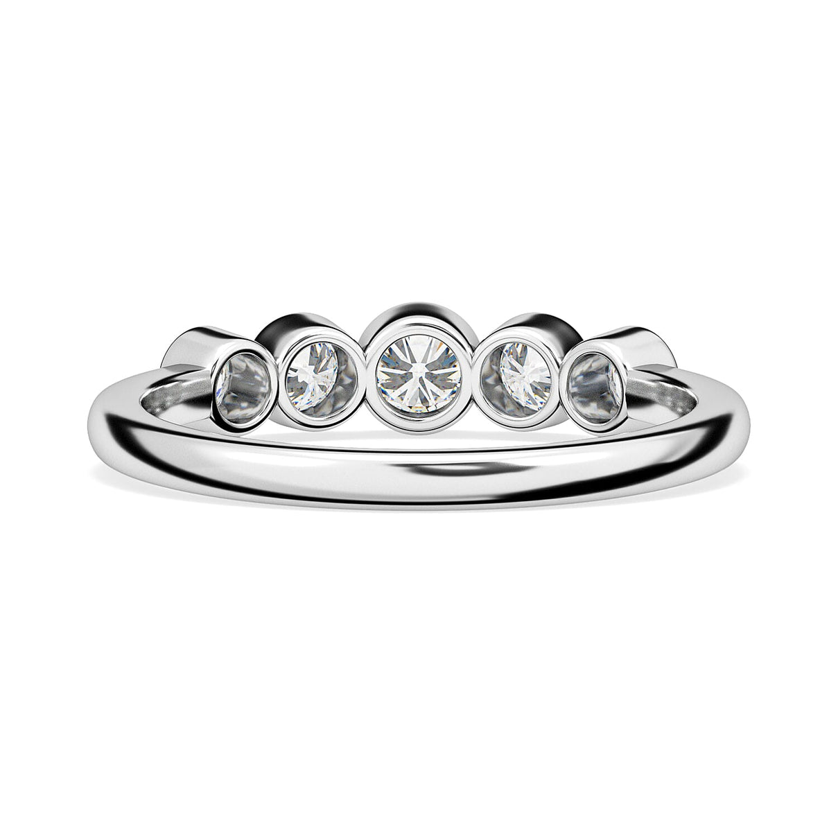 Diamond 5-Stone Band Ring in 9K White Gold SGL Certified V32531382 4