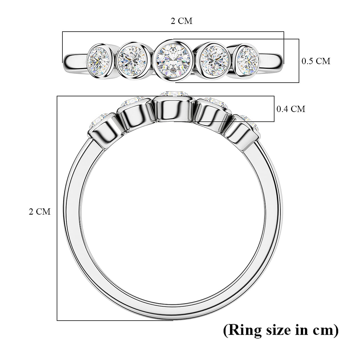 Diamond 5-Stone Band Ring in 9K White Gold SGL Certified V32531382 5