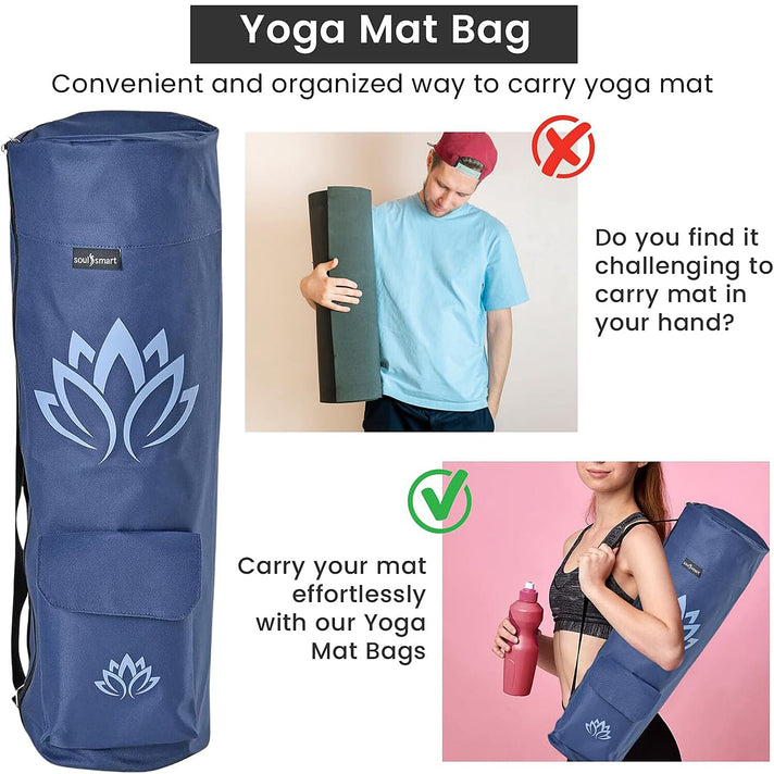 Soul Smart Lotus Printed Yoga Mat Bag - Navy and Light Blue 7558908 2
