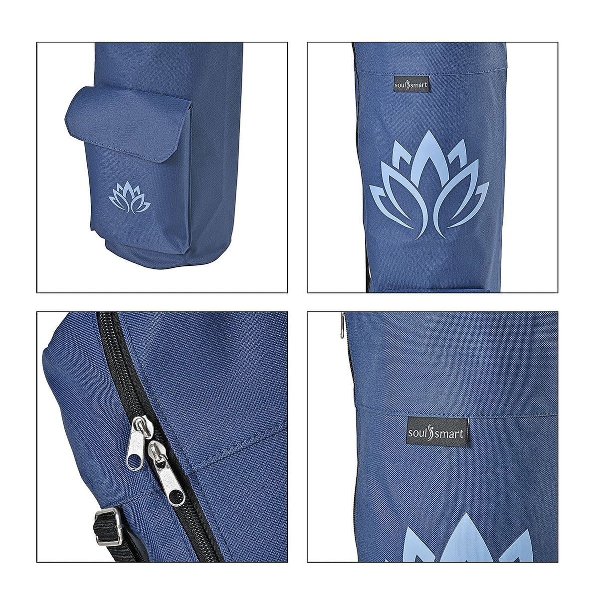 Soul Smart Lotus Printed Yoga Mat Bag - Navy and Light Blue 7558908 6