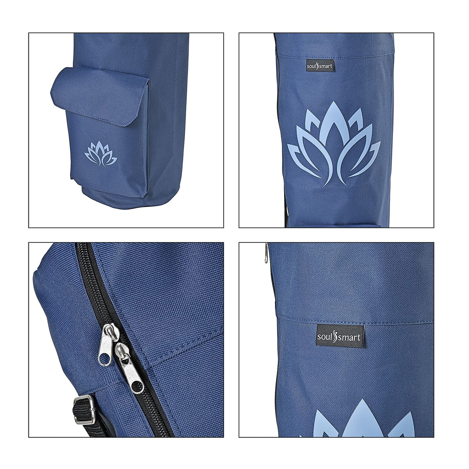 Soul Smart Lotus Printed Yoga Mat Bag - Navy and Light Blue 7558908 6