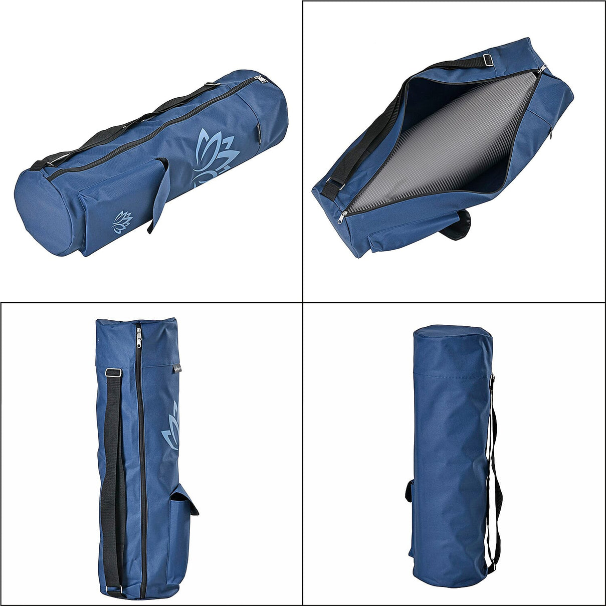 Soul Smart Lotus Printed Yoga Mat Bag - Navy and Light Blue 7558908 7