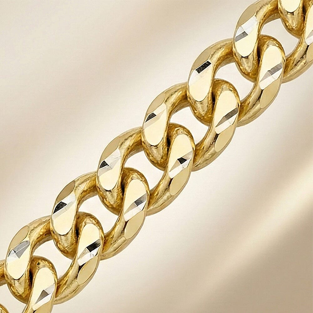 Diamond Cut Curb Chain 24 Inch in 9K Yellow Gold 7576356 2