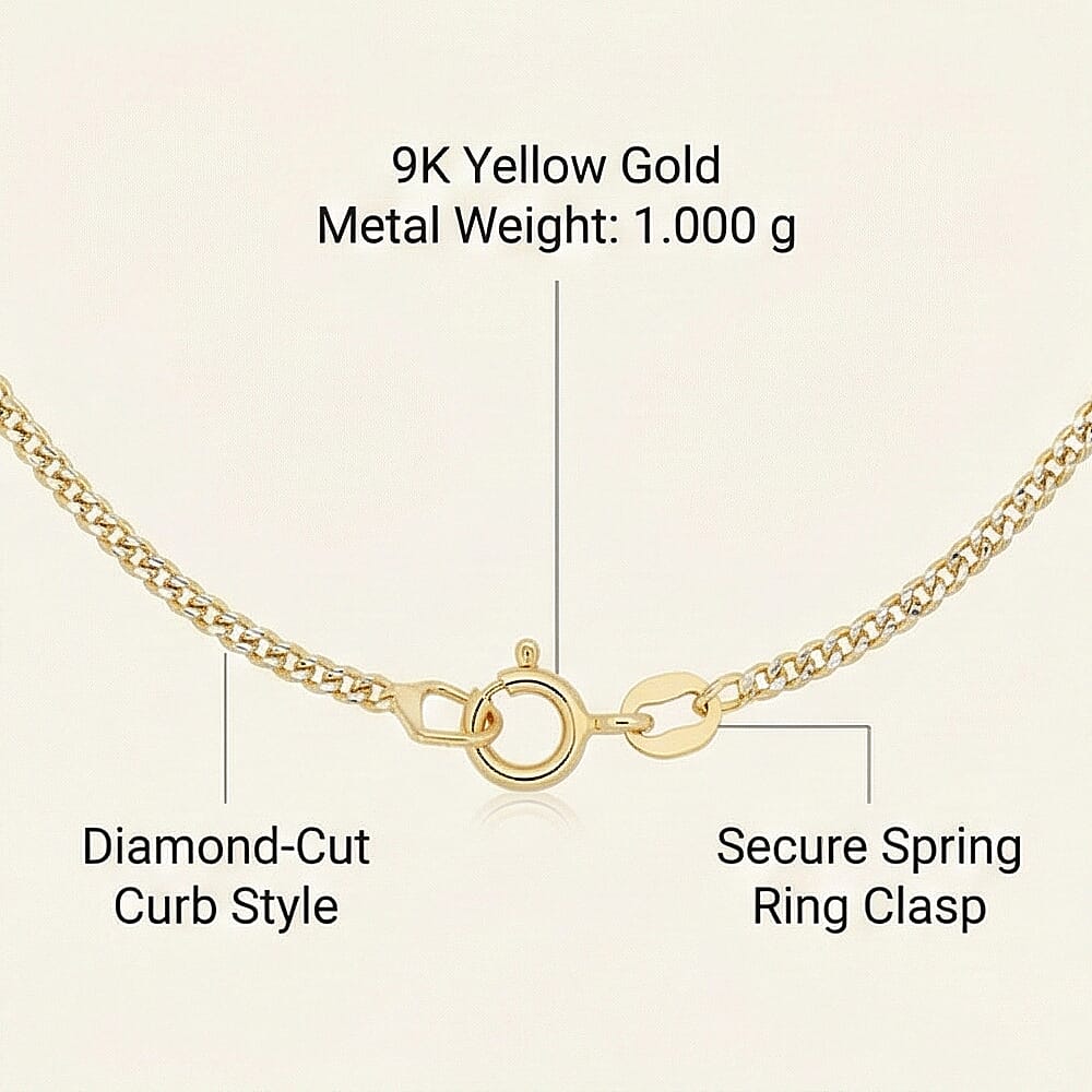 Diamond Cut Curb Chain 24 Inch in 9K Yellow Gold 7576356 3