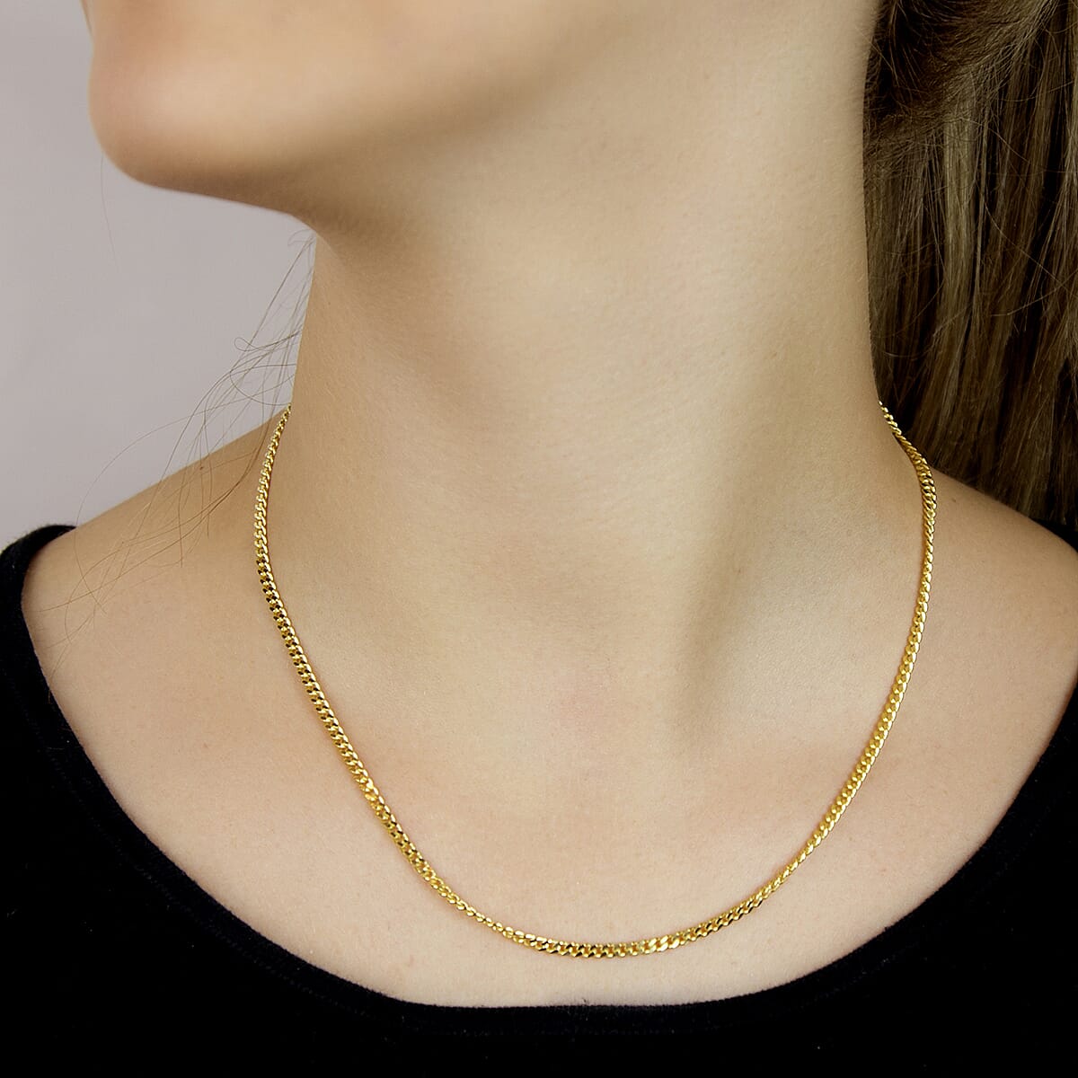 Diamond Cut Curb Chain 18 Inch in 9K Yellow Gold 7576459 1