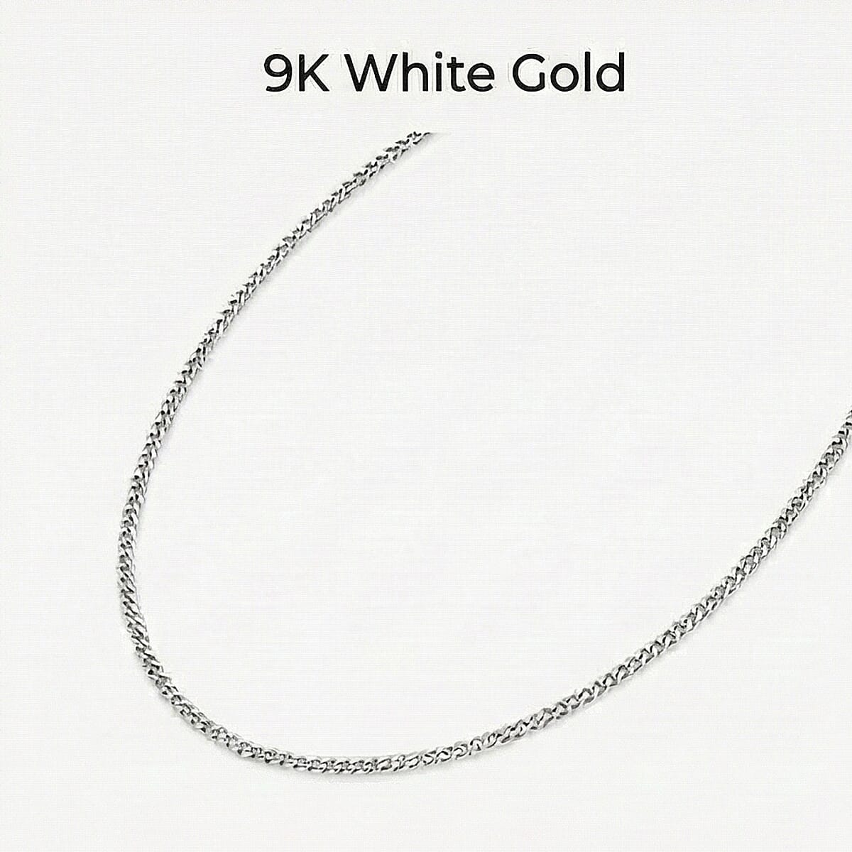 20 Diamond Cut Curb Chain 18 Inch in 9K White Gold 7590750 4