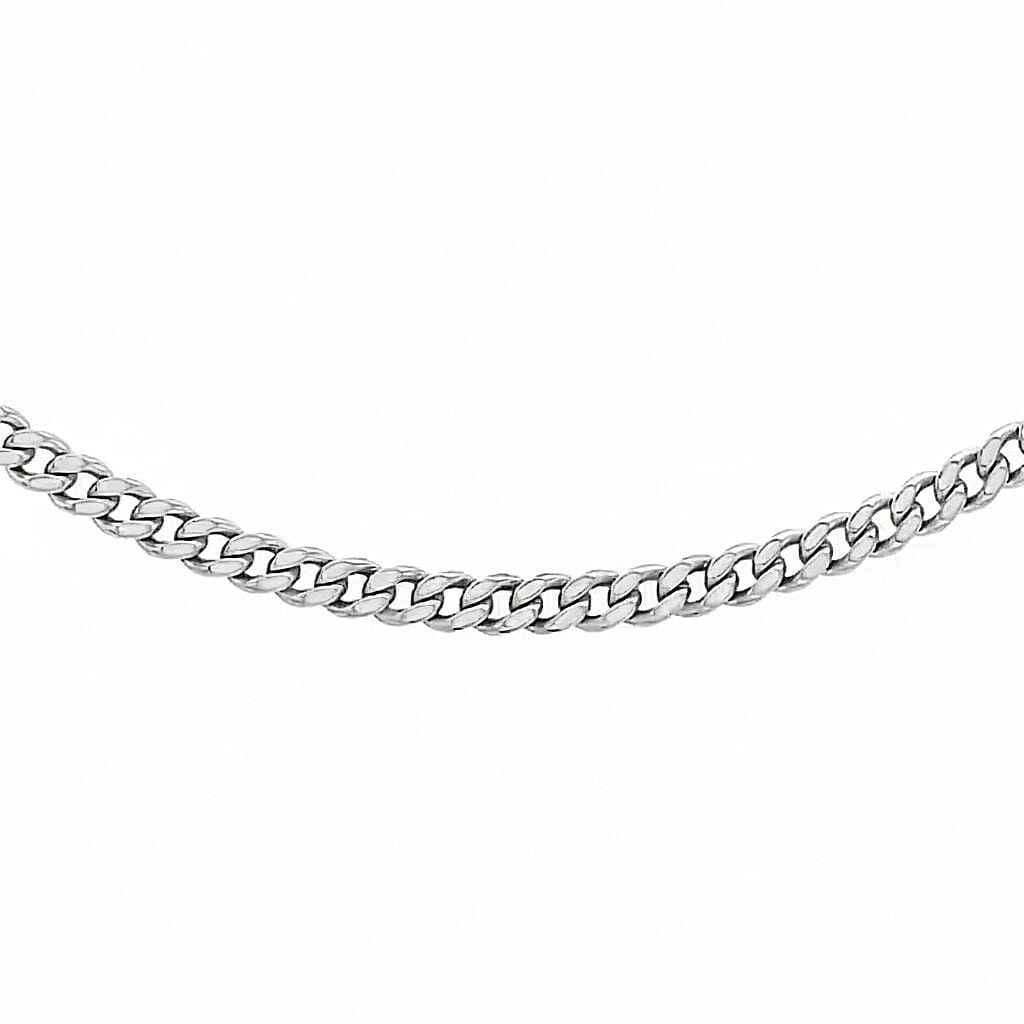 Diamond Cut Curb Chain 16 Inch in 9K White Gold 7590813 0
