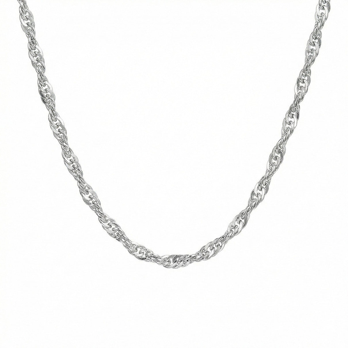 16 Diamond Cut Twist Curb Chain 18 Inch in 9K White Gold 7592892 0
