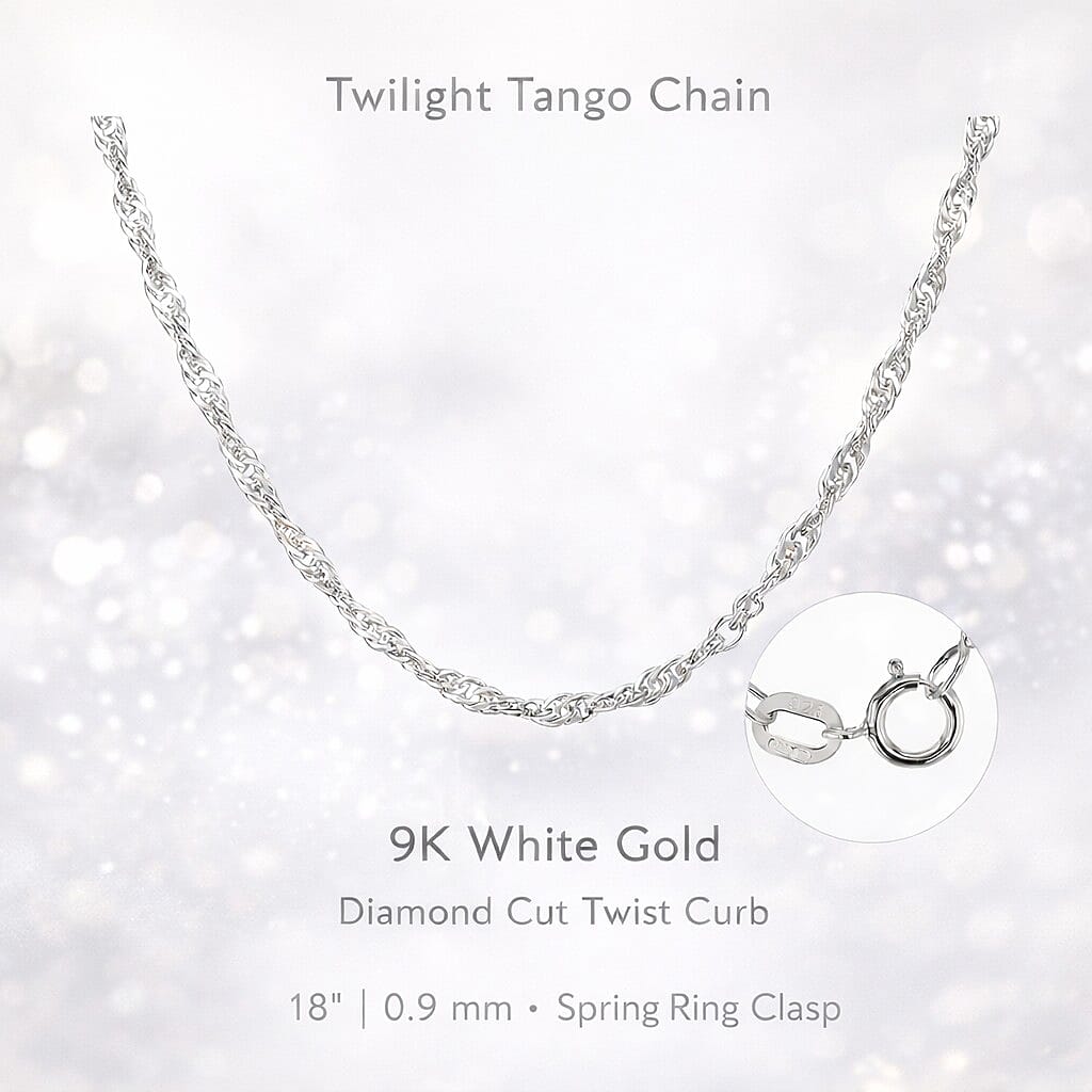 16 Diamond Cut Twist Curb Chain 18 Inch in 9K White Gold 7592892 6
