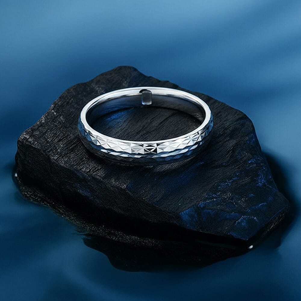 Royal Bali Collection- Diamond-Cut Wedding Band Ring in 9K White Gold 7615318 2